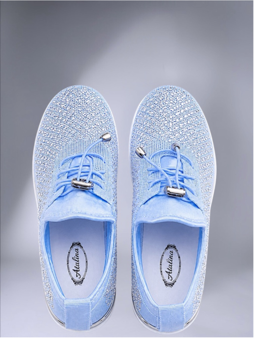 New Atalina Harper “Summeri” Light Blue Rhinestone Sneakers – Women’s Size 9 - Picture 5 of 8